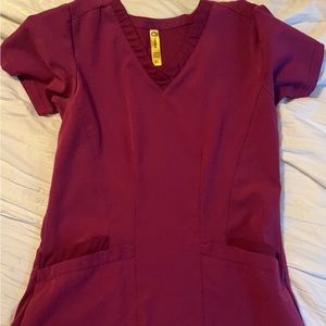 burgundy scrub top